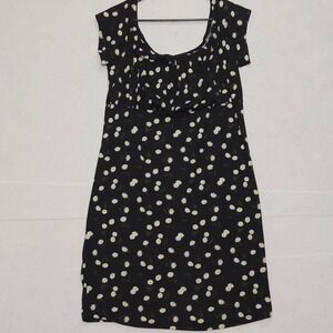 JforJustify Black Daisy Print Off Shoulder Short Sleeve Midi Dress‎ ptp 22.5"